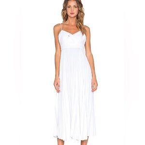 Lovers and Friends Catalina Pleaded White MIDI Dress Size Small
